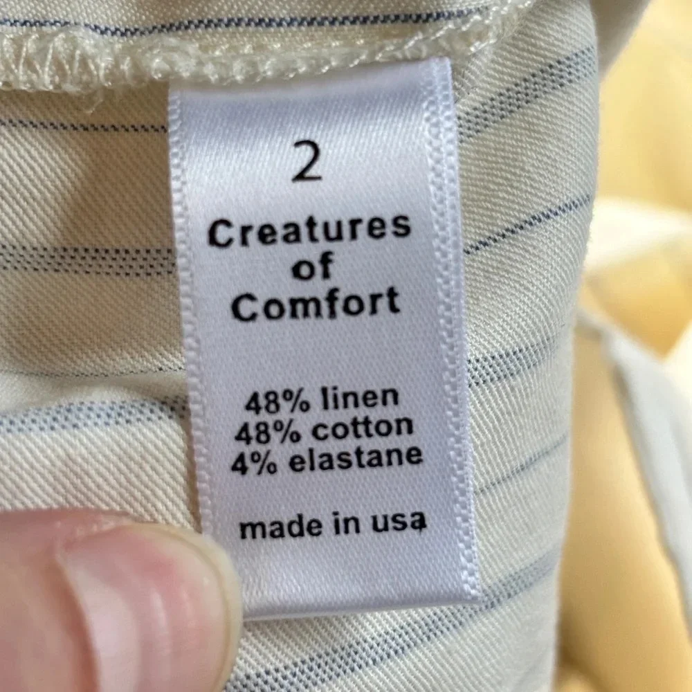 Creatures of Comfort Striped Pleated Linen Blend Wide Leg Henry Crop Pant Size 2